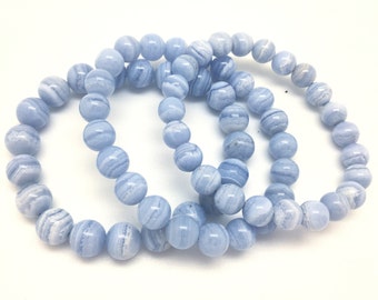 Blue Lace Agate bracelet - healing crystal bracelet - elastic bracelet - chakra stones - Blue Lace Agate jewelry - Blue Lace Agate stone