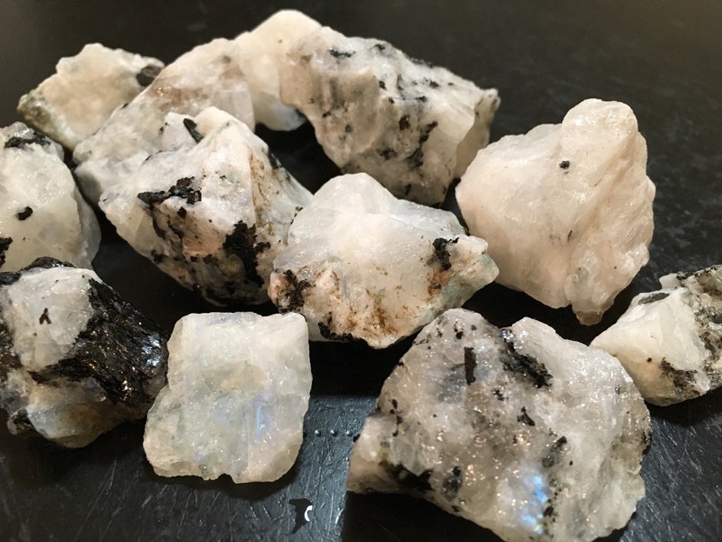 Raw Rainbow Moonstone Crystal .5 3.5 Rainbow Moonstone Chunk Rough Moonstone Gemstone Healing Crystals & Stones Raw Moonstone image 4