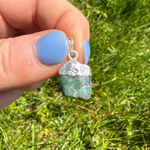 Emerald Pendant in Sterling Silver - Raw Emerald Crystal Necklace - Rough Emerald - Genuine Emerald Crystal - Emerald Birthstone Necklace