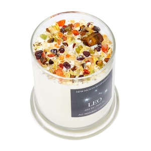 Leo Candles - Zodiac Candle Leo - rituele kaars - Leo-cadeau voor hem of haar - Leo Crystal Candle - Eco-sojakaars - handgemaakte Leo-verjaardagscadeau