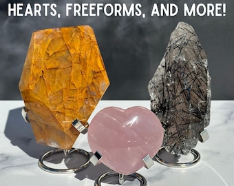 Soporte metálico para corazones de cristal - Soporte de exhibición para cristales - ¡Apto para corazones de cristal, formas libres y más! - Soporte de exhibición de especímenes - Soporte metálico