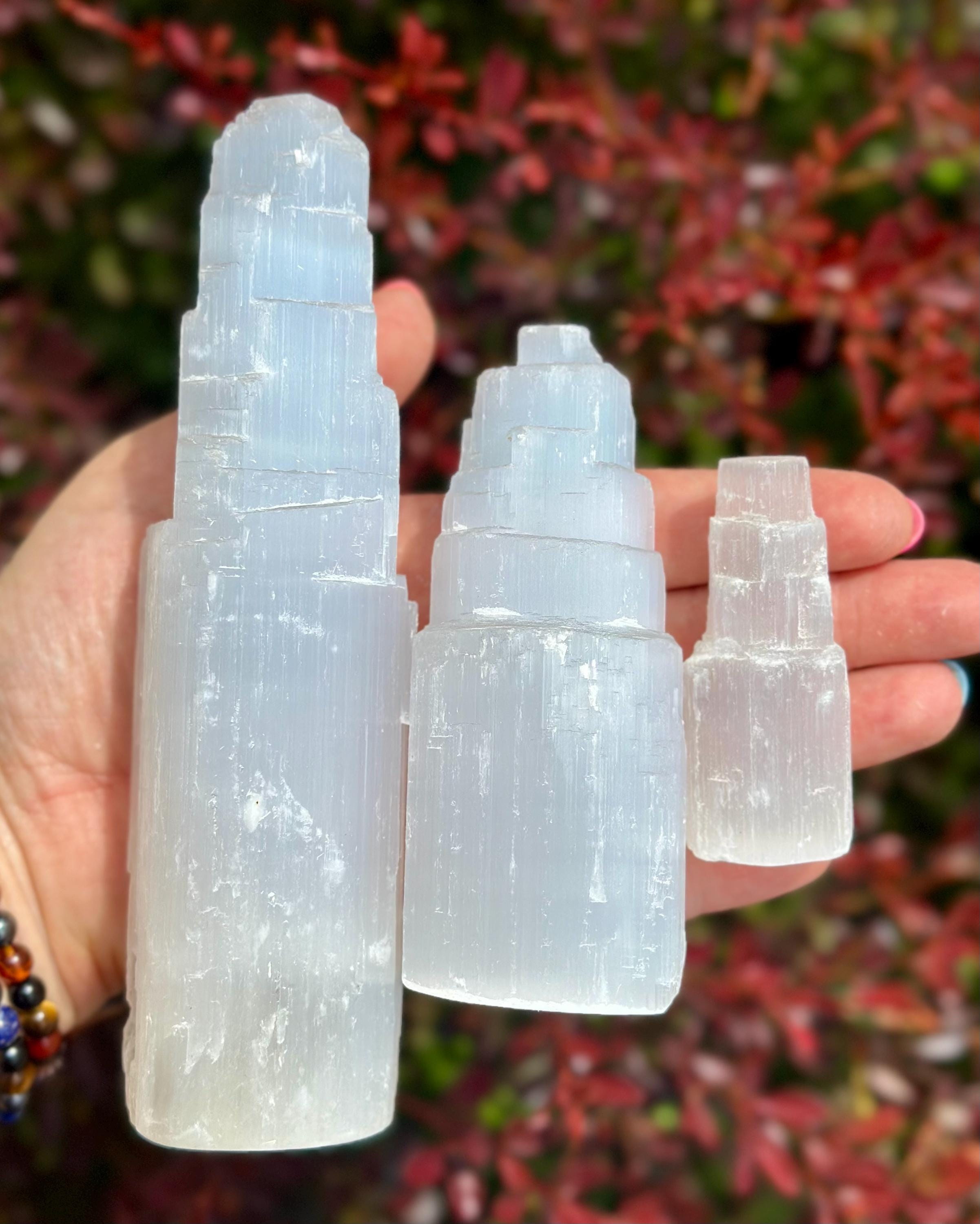 Raw Selenite Tower - You Choose the Size! - Selenite Crystal Tower - Removes Negative Energy - Standing Selenite Raw - Rough Selenite Tower
