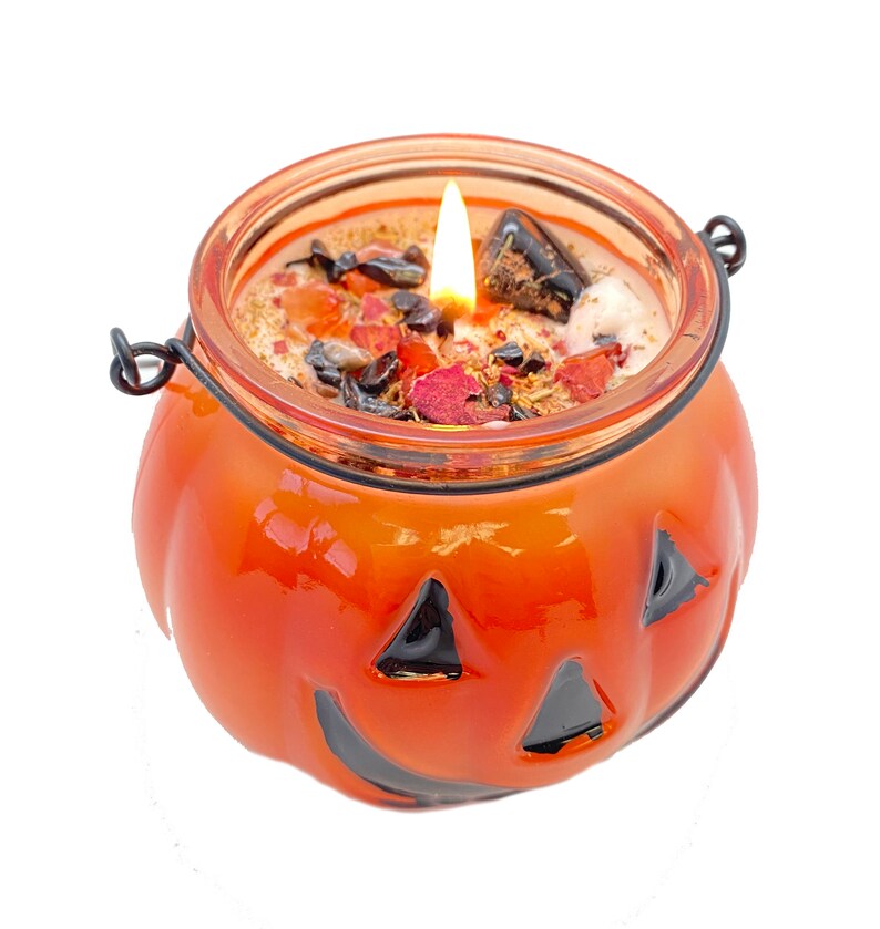 Pumpkin Candles Trick or Treat Candle Crystal & Herb Etsy
