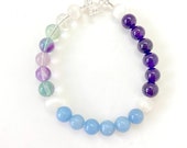Air Element Bracelet - selenite, rainbow fluorite, amethyst, and angelite bracelet - Healing Crystal Bracelet - Inspiration - Creativity