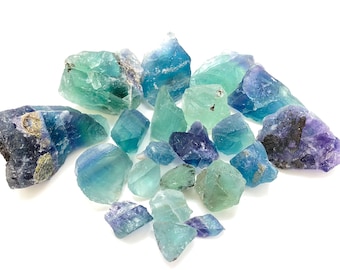 Cristal de fluorita en bruto (0,5" - 3,5") - Fluorita en bruto de México - Cristal de fluorita arcoíris - Piedra de fluorita arcoíris - Fluorita mexicana en bruto