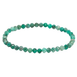 Emerald Bracelet 5mm Faceted Emerald Stone Bracelet - Natural Emerald Jewelry - Dainty Emerald Bracelet - May Birthstone - Delicate Emeralds