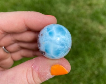 Esfera de Larimar (0,25" - 1") - República Dominicana - Esfera de Cristal de Larimar - Cristales y Piedras - Chakra de la Garganta - Esfera de Piedra de Larimar