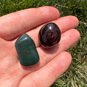 Bloodstone & Garnet Crystal Set Strength and Healing Tumbled Bloodstone Tumbled Garnet Root Chakra Crystal Kit Protection Stones image 4