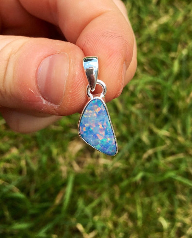 blue opal blue opal pendant Australian opal pendant australian opal necklace australian opal jewelry australian opal cabochon