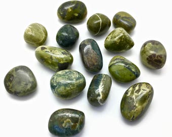 Serpentine Tumbled Stone - Multiple Sizes - New Jade Stone - Tumbled Serpentine Crystal - Polished Green Serpentine - Serpentine Tumbles