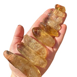 Natural Citrine Crystal Tumbled Stone Points - B Grade - Multiple Sizes Available - Tumbled Natural Citrine Points - Polished Citrine Stone