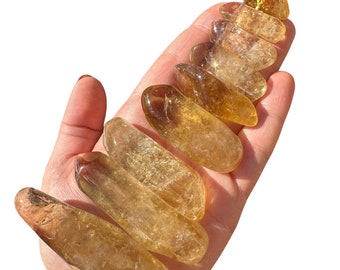 Natural Citrine Crystal Tumbled Stone Points - B Grade - Multiple Sizes Available - Tumbled Natural Citrine Points - Polished Citrine Stone