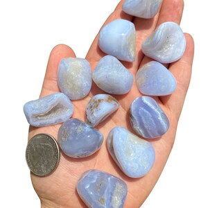 Chalcedony Tumbled Crystal Grade B Multiple Sizes Available Tumbled Blue Chalcedony Stone Polished Blue Chalcedony Gemstone image 6