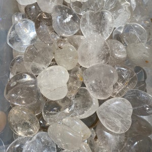 Clear Quartz Crystal Heart (0.75"-1.5") Tumbled Clear Quartz Heart Stone - Polished Crystal Clear Quartz - Clear Quartz Stone Heart image 3