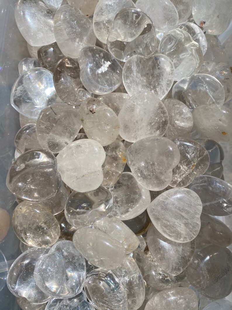 Clear Quartz Crystal Heart (0.75"-1.5") Tumbled Clear Quartz Heart Stone - Polished Crystal Clear Quartz - Clear Quartz Stone Heart image 3