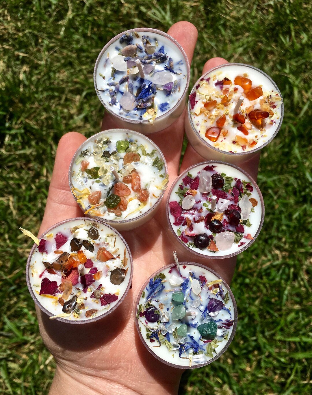 Crystals & Herbs Tealight Candles - Soy Candles - Aromatherapy Candles ...
