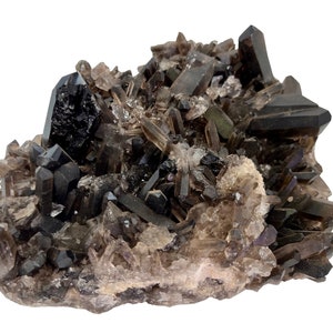 Cluster di quarzo fumé - Grande cluster di cristallo di quarzo fumé - Esemplare di cristallo di quarzo fumé autentico - Cluster di quarzo fumé grezzo naturale - 7