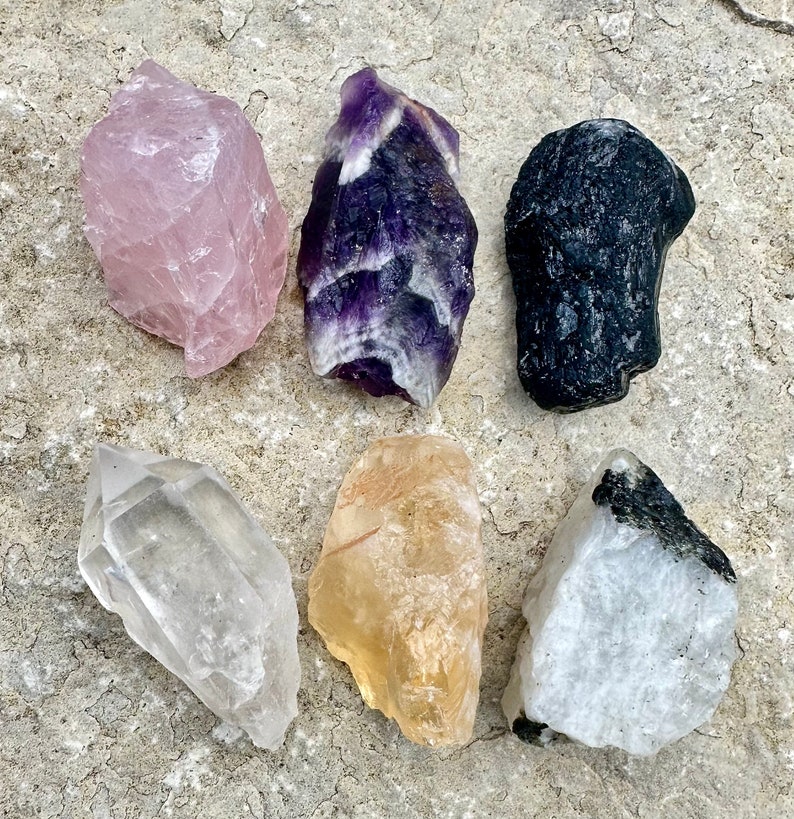 Good Vibes Crystal Set Raw Crystals and Stones Healing Crystal Crystal Starter Kit Good Vibrations Positive Energy Raw Crystal Set image 10