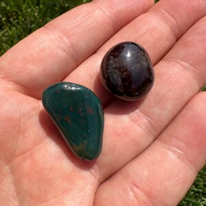 Bloodstone & Garnet Crystal Set Strength and Healing Tumbled Bloodstone Tumbled Garnet Root Chakra Crystal Kit Protection Stones image 7