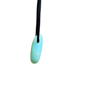 Blue Andean Opal Stone Pendant w/ 28" Black Cord - Blue Peruvian Opal Crystal Necklace - Polished Blue Opal Necklace - Crystal Necklace image 4