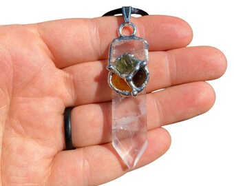 Protection and Empowerment Point Pendant - Moldavite Crystal Necklace - Empowerment Amulet - Crystals for Strength - Intention Crystals