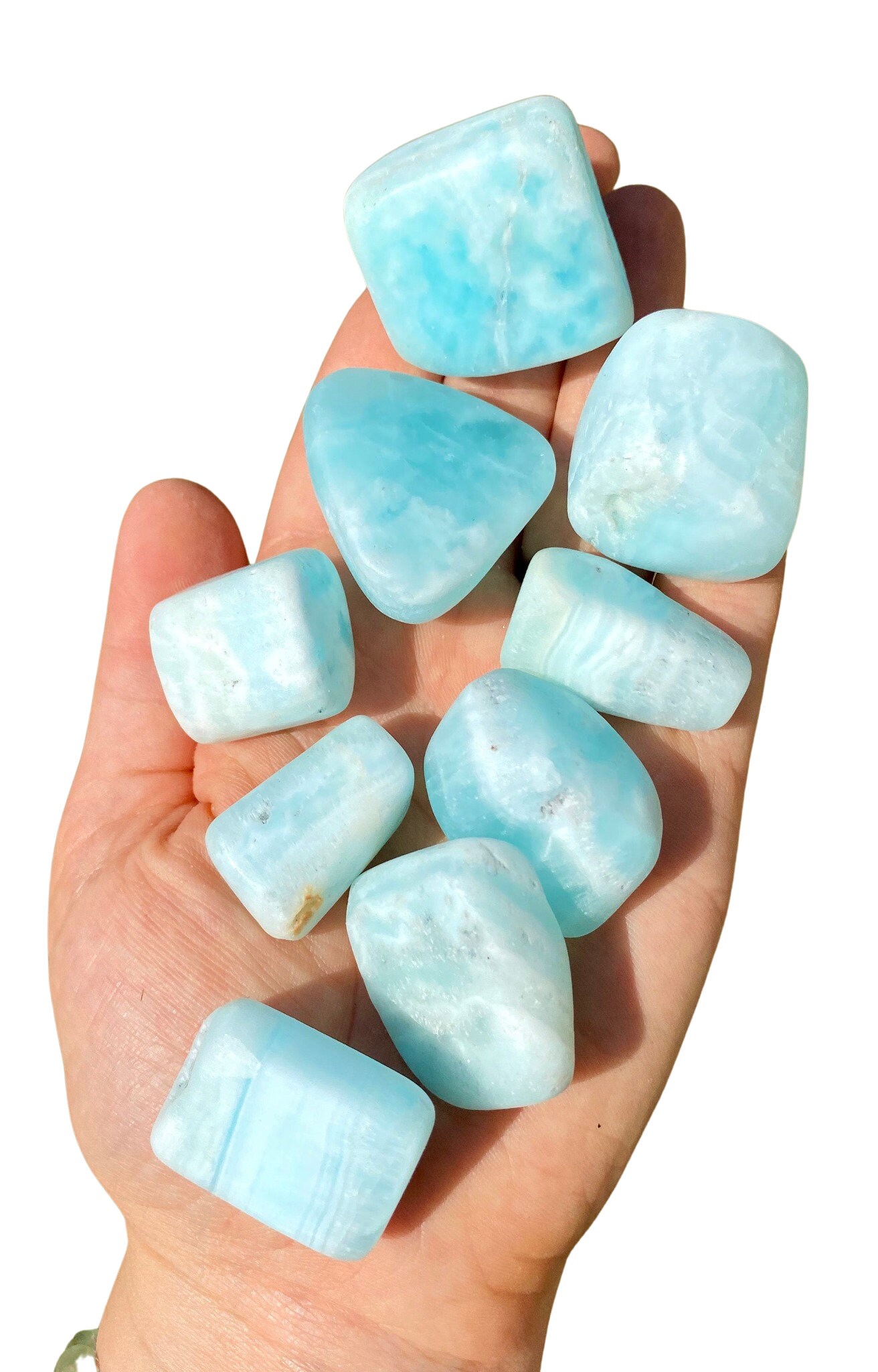 Caribbean Blue Calcite Aragonite Stone Tumbled Stone Etsy