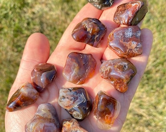 Mexican Fire Agate Stone (0.5" - 1.75") Fire Agate Crystal Polished - Tumbled Mexican Fire Agate - Tumbled Crystals & Stones