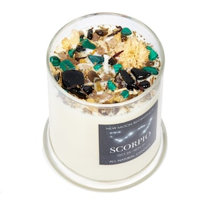 Bougies du Scorpion - Bougie du zodiaque - Bougie rituelle du Scorpion - 100 % soja Bougie en cristal de Scorpion - Cadeau unique en cristal de Scorpion (23 oct. au 21 novembre)