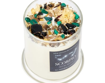 Scorpio Candles - Zodiac Candle - Scorpio Ritual Candle - 100% Soy Scorpio Crystal Candle - Unique Scorpio Crystal Gift (Oct. 23 to Nov. 21)