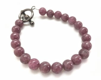 Lepidolite Bracelet - Crystal Bracelet - Lepidolite Jewelry - 6mm Lepidolite Beads - Lilac Lepidolite Gemstone - Genuine Lepidolite