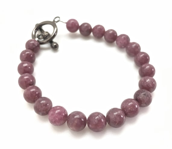 Lepidolite Bracelet - Crystal Bracelet - Lepidolite Jewelry - 6mm Lepidolite Beads - Lilac Lepidolite Gemstone - Genuine Lepidolite