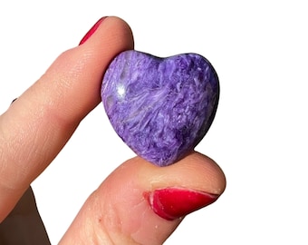 Charoite Stone Heart ~1" Grade AAA Charoite Heart - Tumbled Charoite Stone Heart - Polished Charoite Palm Stone - Charoite Crystal Heart