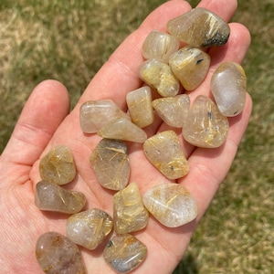 Golden Rutilated Quartz Tumbled - A Grade Rutilated Quartz - Multiple Sizes Available -Tumbled Golden Rutilated Quartz Gemstone - Gold Stone