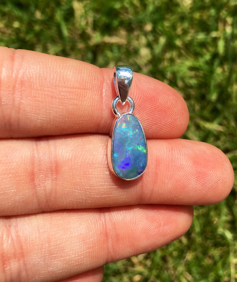 blue opal blue opal pendant Australian opal pendant australian opal necklace australian opal jewelry australian opal cabochon