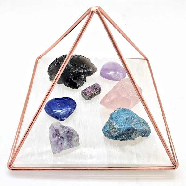 Copper Pyramid - Copper Charging Pyramid - Charge Your Healing Crystals and Stones - Square Selenite Plate - Selenite Charging Plate