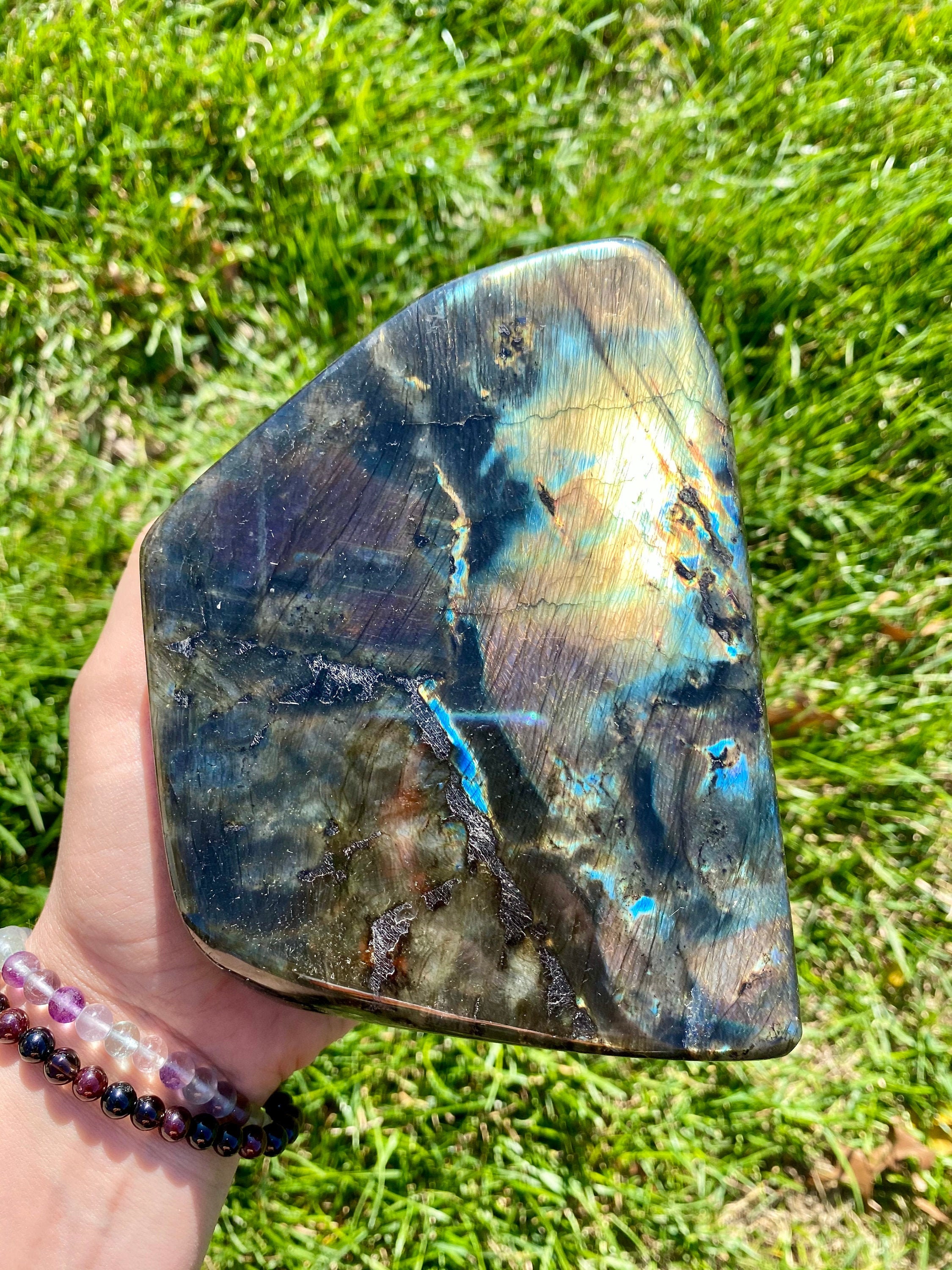 Spectrolite Free Form - All Polished Labradorite Crystal Extra Quality Standing 104