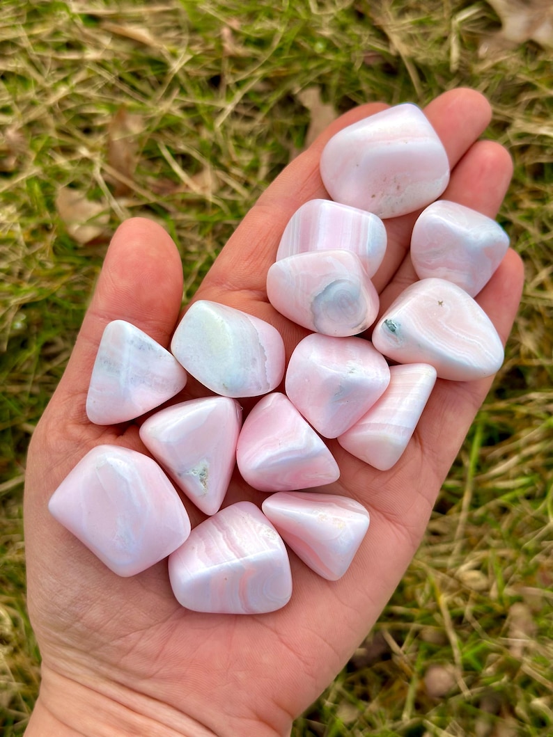 Mangano Calcite Tumbled Stone - Grade A - Multiple Sizes Available - Tumbled Pink Calcite Crystal - Fluorescent Mineral - Polished Mangano 1" to 1.25"
