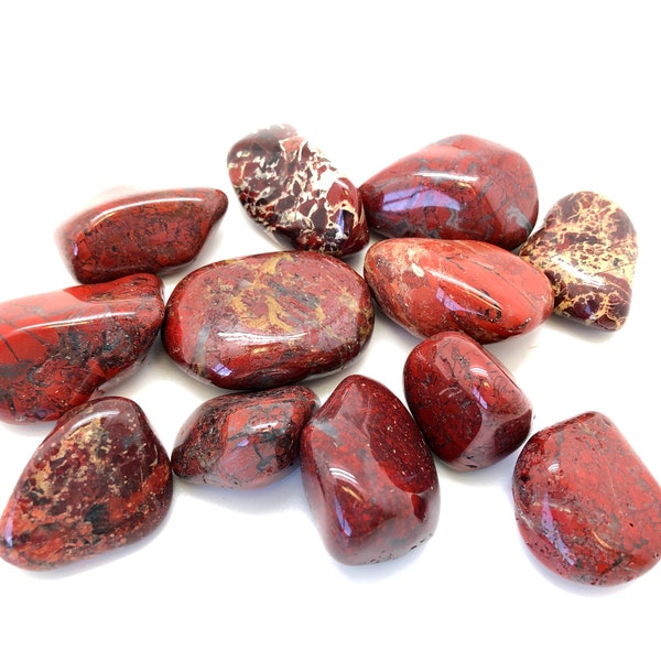 Brecciated Jasper Tumbled Stone - Multiple Sizes Available - Tumbled Red Jasper Crystal - Polished Red Jasper Gemstone - Red Grounding Stone