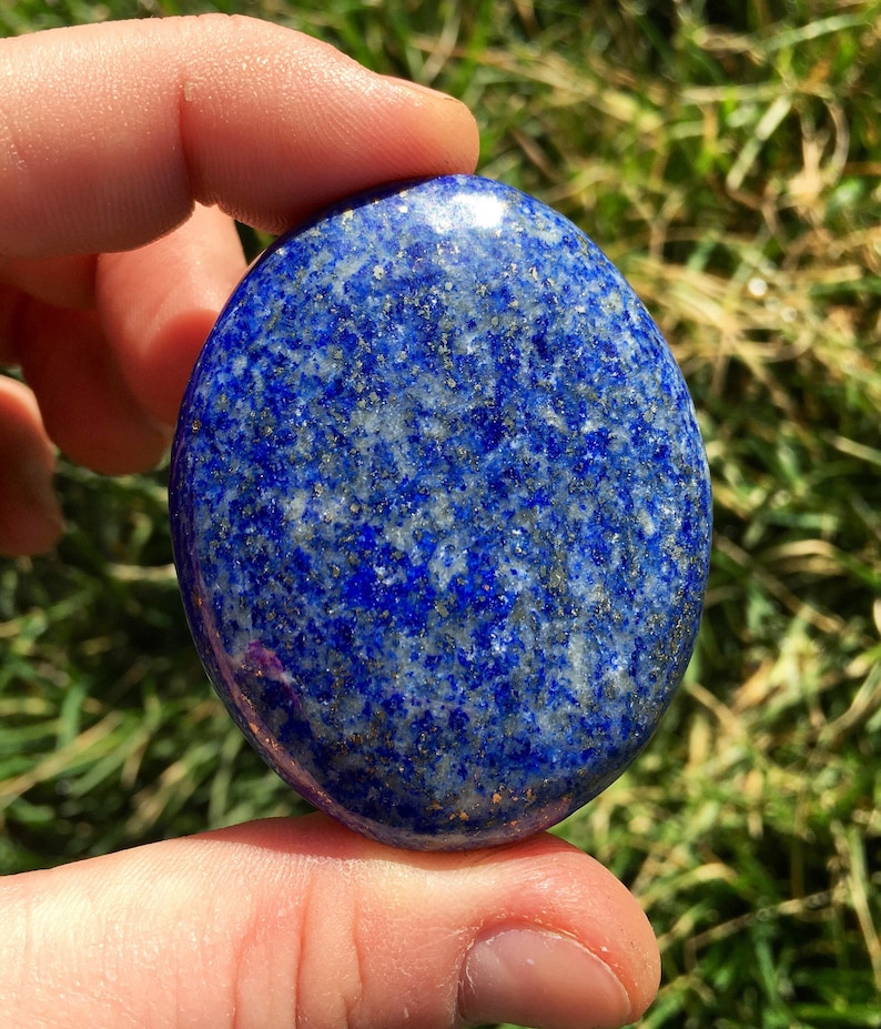 Lapis Lazuli Stone Lapis Lazuli Palm Stone Grade A Polished Lapis Lazuli Palm Stone Crystal Tumbled Blue Lapis Lazuli Worry Stone image 4