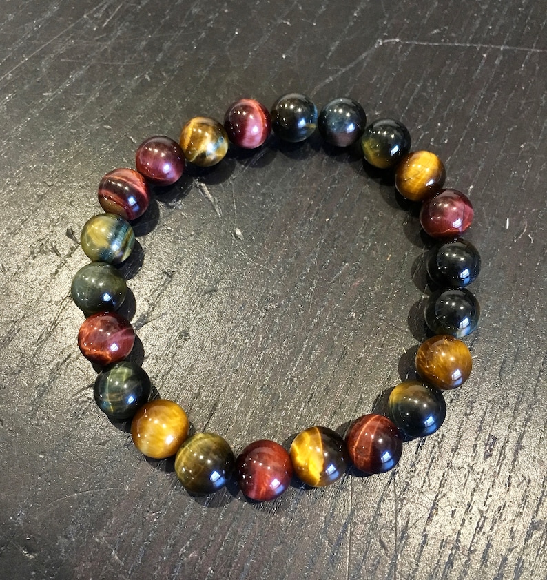 Multicolor Tigers Eye Bracelet Elastic Bracelet Tiger Eye Etsy