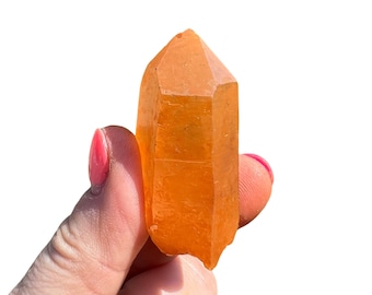 Raw Tangerine Quartz Point Crystal (0.5" - 2.5") Raw Quartz Point Crystal - Tangerine Quartz - Orange Quartz - Tangerine Quartz Stone Point