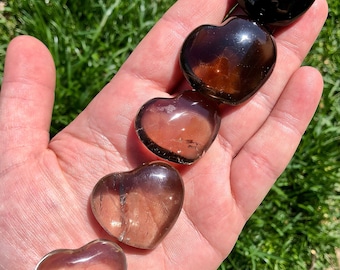 Corazón de cristal de cuarzo ahumado - Corazón de cuarzo ahumado pulido - Mini corazón de cristal - Calidad extra - Cristales y piedras - Chakra raíz