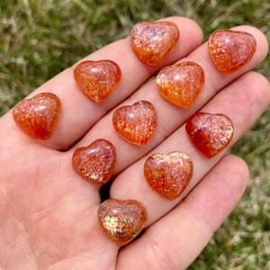 Sunstone Crystal Heart Grade AAA (0.25&quot; - 1&quot;) - Sunstone Stone Heart - Mini Crystal Hearts - Hand Carved Crystals - Sacral Chakra