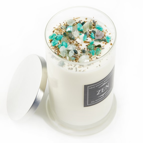 Zen Candles Relaxation Candles Crystal & Herb Candles Etsy