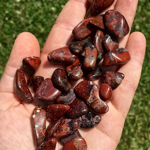 Brecciated Jasper Tumbled Stone - Tumbled Brecciated Jasper Crystal - Polished Red Jasper Gemstone  - Red Jasper Crystal - Grounding Stone