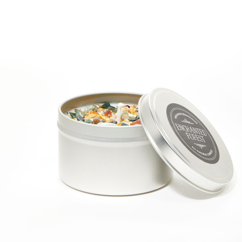 Enchanted Forest Candles Whimsical Candle Handmade with Crystals /& Herbs Romance and Love Candle Soy Aromatherapy Candle