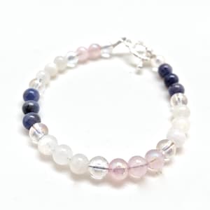 Rainbow Moonstone, Tanzanite, Angel Aura Rose Quartz, & Angel Aura Quartz Bracelet 6mm - Crystals and Stones - Love Energy