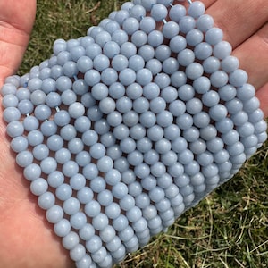 Angelite Bead Strands - Grade AA - 6mm or 8mm Beads - Angelite Crystal Beads - Gemstone Beads - Beads for Jewelry - Polished Round Beads