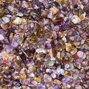 Super 7 Crystal Chips 5mm to 7mm (1lb Bag) Super 7 Stone Chips - Super Seven Chips - Gemstone Chips - Amethyst Cacoxenite Gemstone Chips