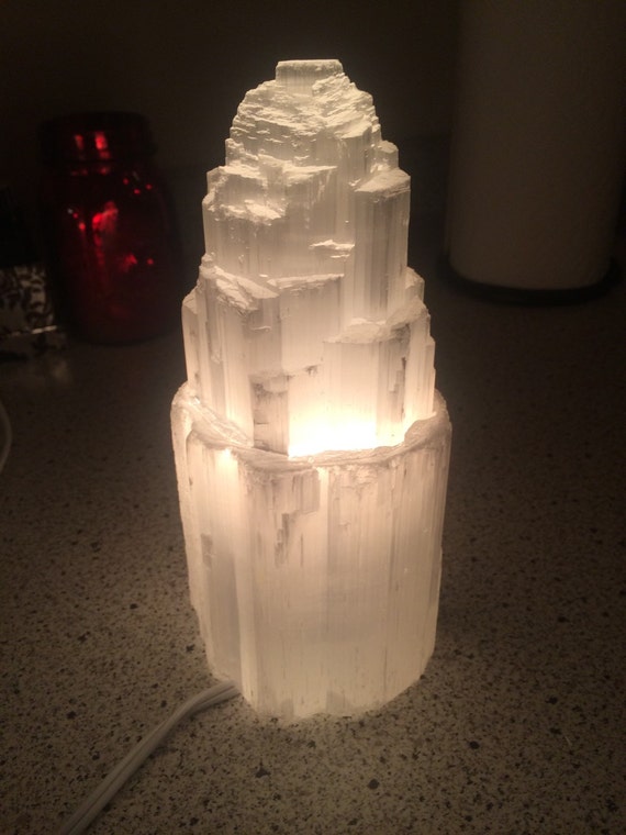 Selenite Lamp - Raw Selenite Tower - Selenite Crystal Tower - Crystals & Stones - Remove Negative Energy - Large Selenite Tower Lamp